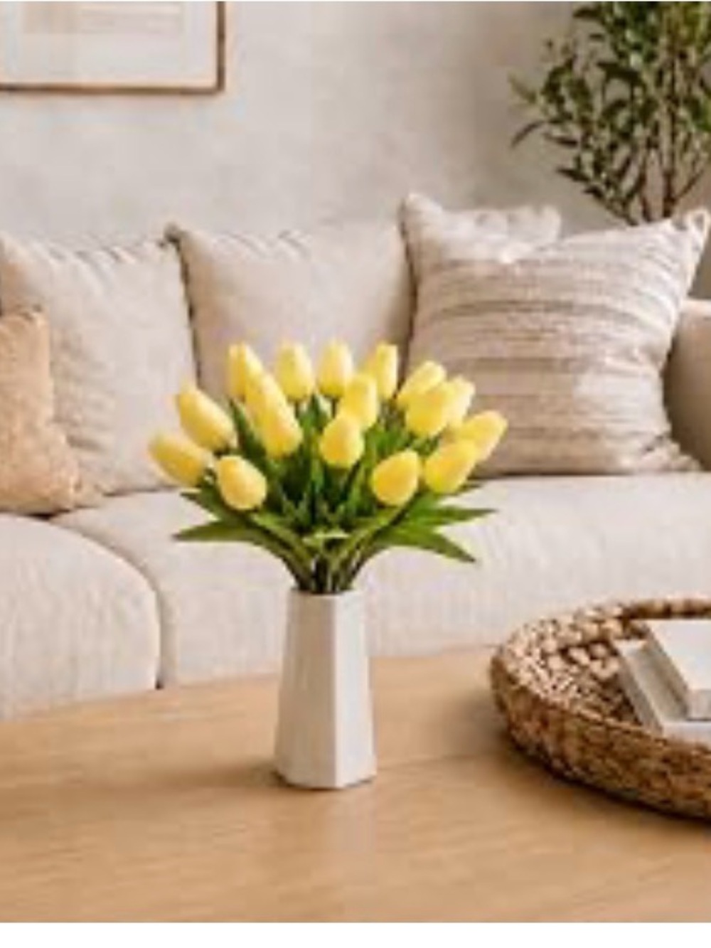 10 Off white  Tulip Bouquet in White Vase - Home Accents